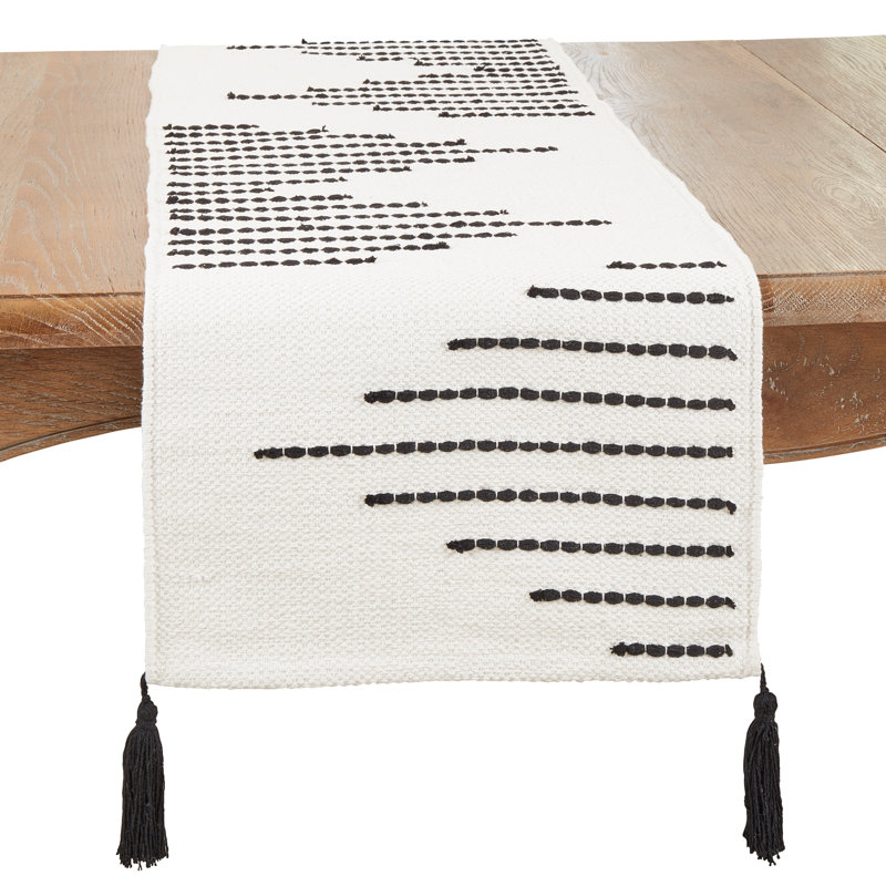 Saro Modern Luxe Diamond Woven Table Runner | Wayfair
